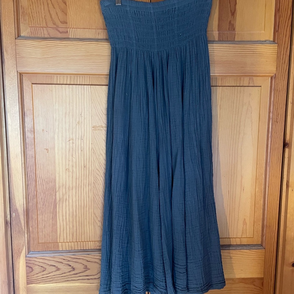 Gray gauze wide leg pants